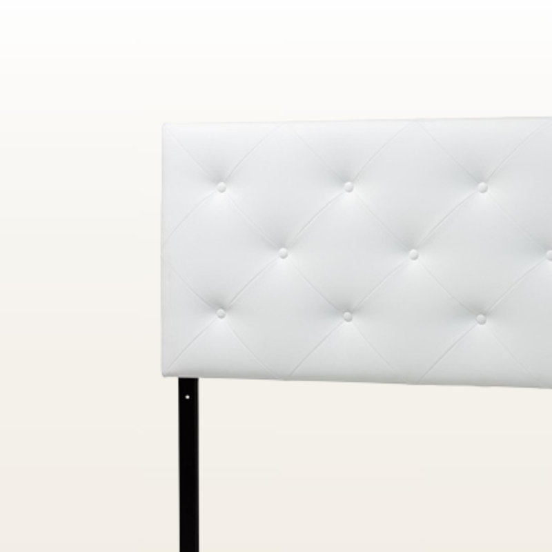 Neace Upholstered White Button Tufted Faux Leather Full Headboard, 52.42'' H X 55.60'' W X 3'' D, Full / Double, White
