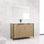 Meuble-lavabo de salle de bain avec lavabo en résine. 3 portes d'armoire à fermeture en douceur. Style moderne. Rangement spacieux. Contreplaqué. Évier autoportant 48 po Coffee Hue. Conception. Vaste espace de rangement. Contreplaqué. Apparence-1751721017