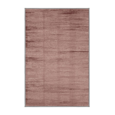 Machine Washable Abstract Brown Area Rug