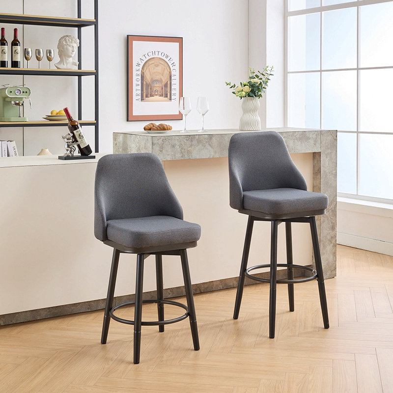 Tabouret de bar et de toupie pivotant 2 pièces, réglable 24 po et 30 po, Gris