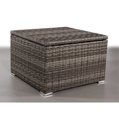 Table d'extérieur avec espace de rangement - mélange de gris, cadre rouille, facile à nettoyer pour une profondeur de 33 po, teinture rouille, jardin