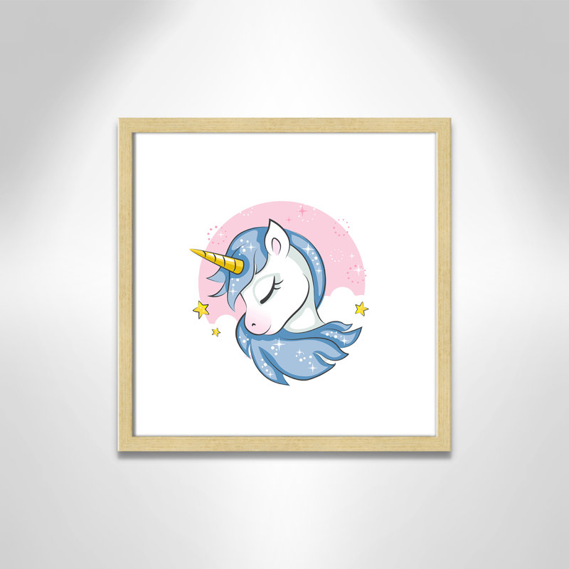 Sparkly Unicorn Paper Print, 16" H x 16" W x 1.18" D, Champagne Box Framed