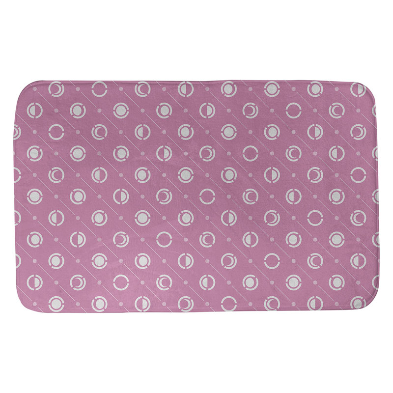 Noira Gothard Two Colour Moon Phases Bath Mat, 17" W x 24" L, Pink/White