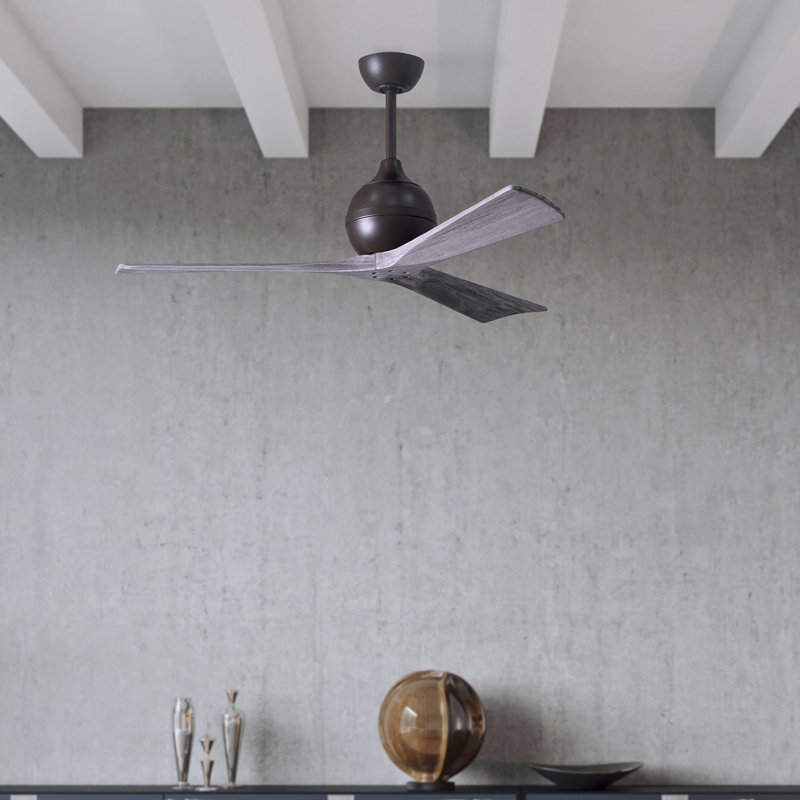 60" Irene Paddle 3 Blade Ceiling Fan, Barn Wood Tone, Textured Bronze, 52"