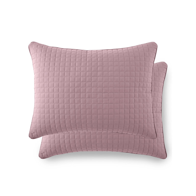 Vilano Springs 2-Piece Microfiber Embroidered Quilted Sham Covers, Lavender, 20" H x 26" W
