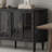 Black Wooden Buffet Cabinet Glass Doors Adjustable Shelf Multi-Scene Use-873242828