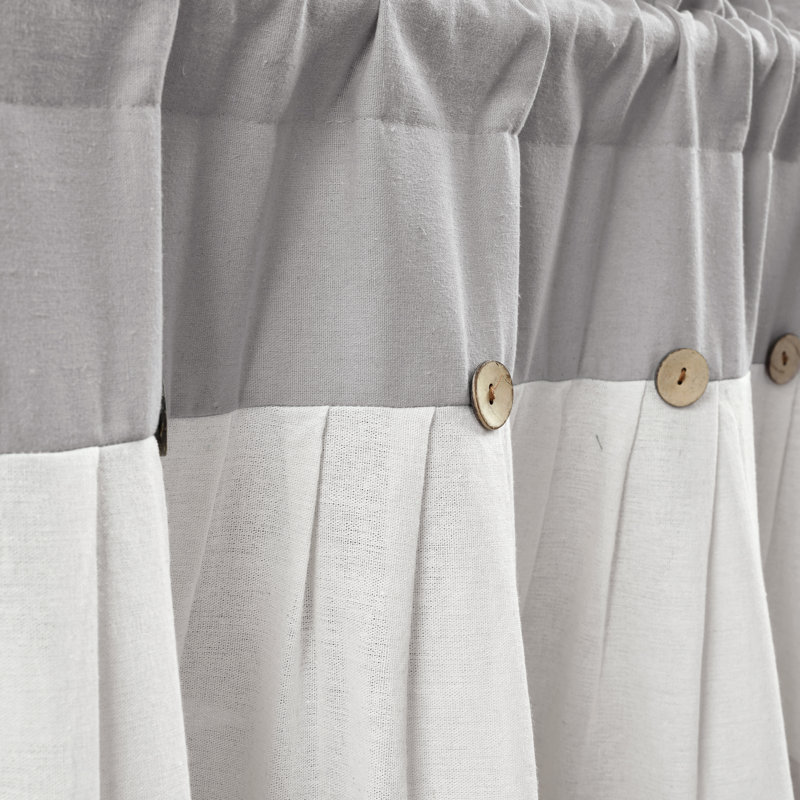 Linen Button Cotton Blend Tailored Window Valance, Gray, 84"W x 18"L