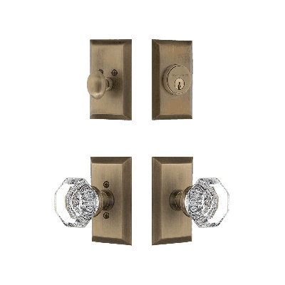 Nostalgic Warehouse Studio Entry Set With Waldorf Crystal Knob 2 3/4" Backset-Universal Handing