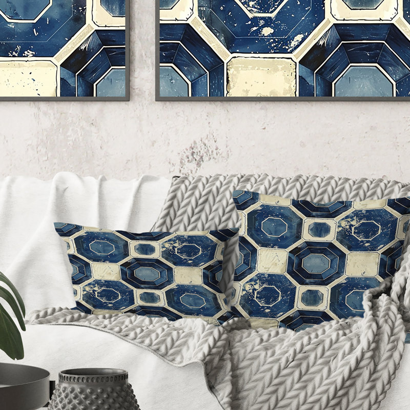 Coussin lombaire bleu marine Midcentury II - Midcentury