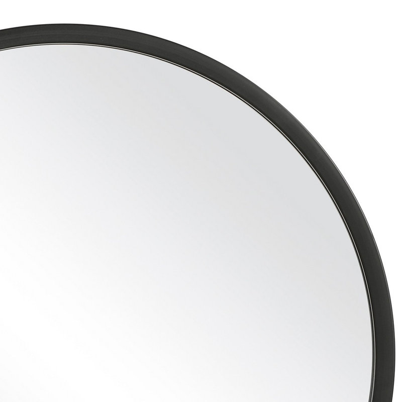 Bali Round Metal Modern Wall Mirror, Dark Gray, 37" x 37"