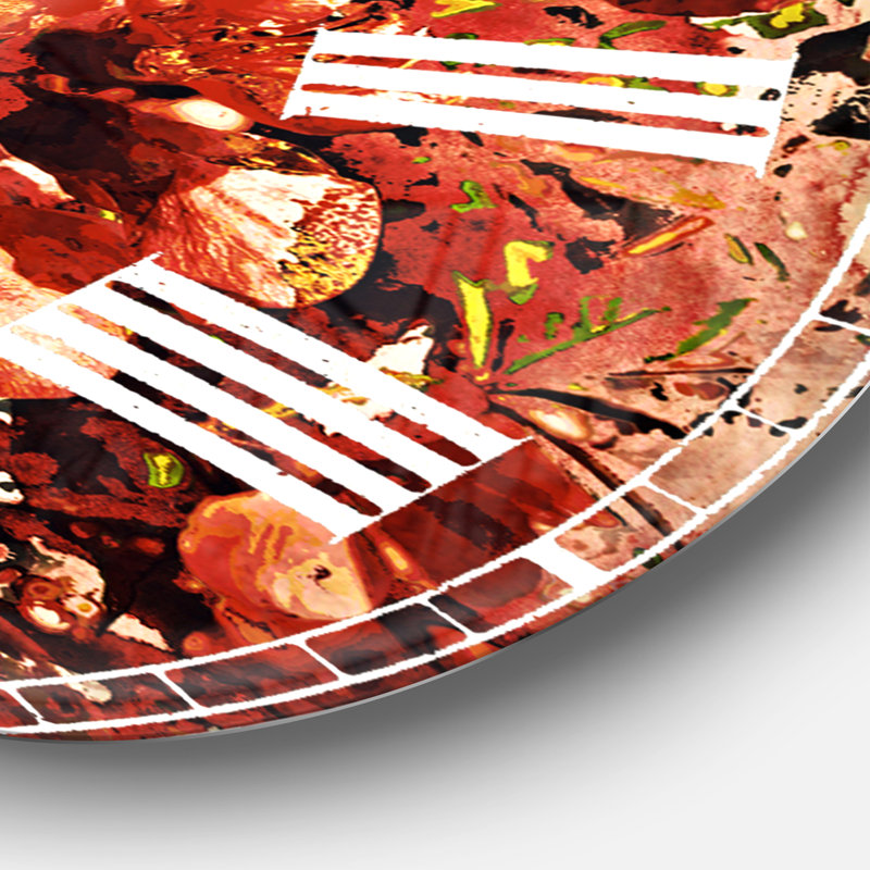 Bouquet de fleurs rouges de sakura - Horloge murale traditionnelle, Grand