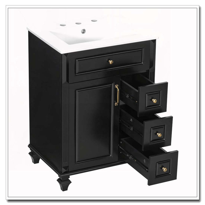 Meuble-lavabo 24 po avec lavabo, Noir