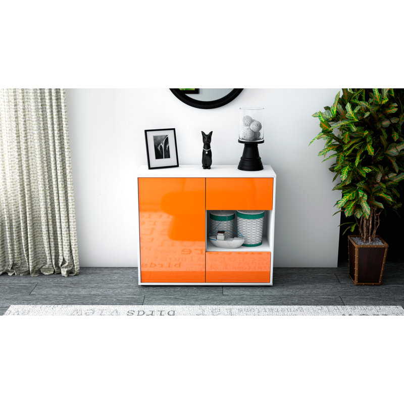 Quebec 92cm Sideboard, White/High-gloss orange