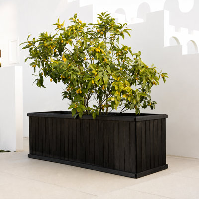 Barros Cedar Wood Raised Garden Bed Planter Box with Bottom Board, Drainage Holes and Liner