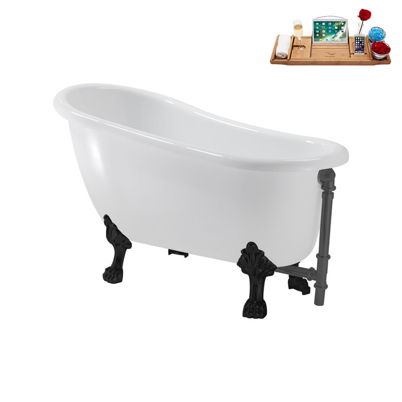 53.1'' x 25.6'' Soaking Acrylic Bathtub, Matte Black, Brushed Gun Metal