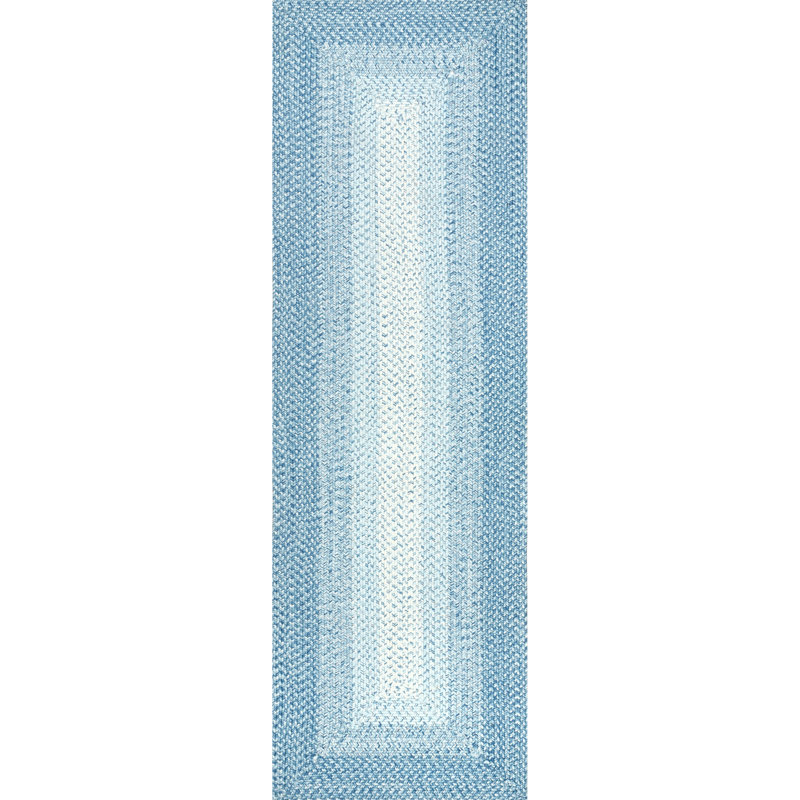 Tapis d'intérieur / extérieur bleu tressé Julianna, Tapis de couloir 2 pi 6 po x 8 pi