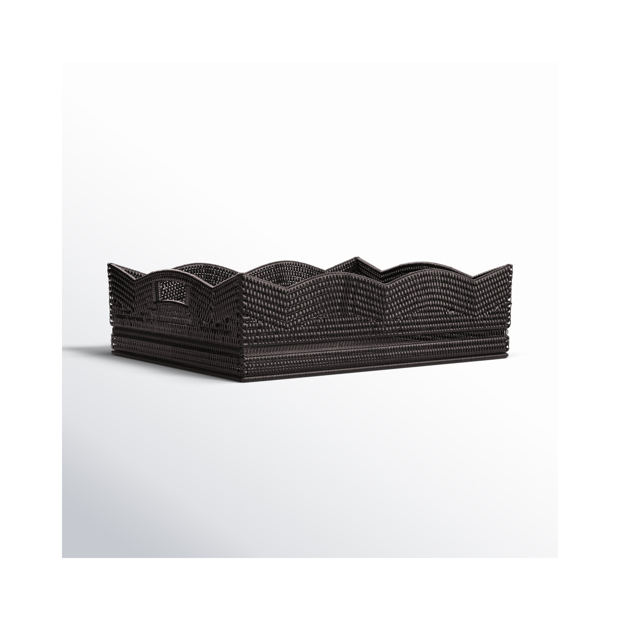 Landry Rattan Tray - Set of 1, 6" H x 20" W x 16" D, Tudor Black