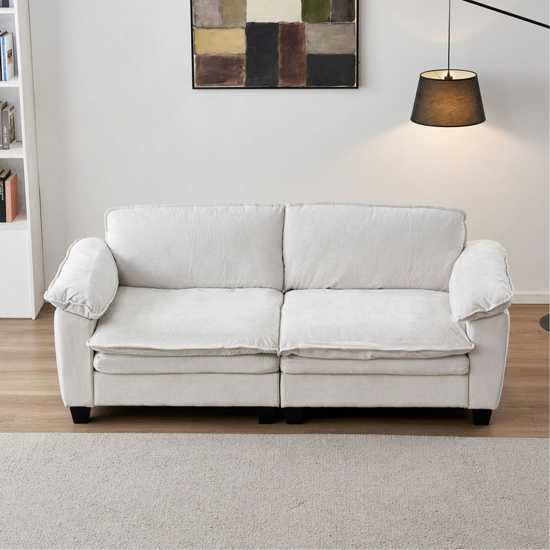 Canapé de luxe pour salon avec canapé rembourré en chenille douce, Beige