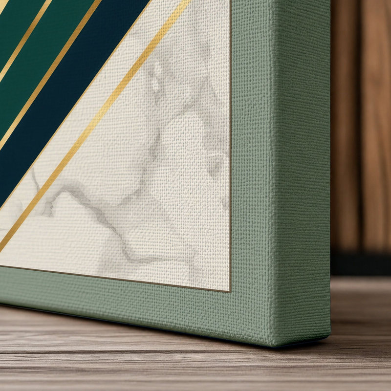 Golden Sunburst Art Deco - Wrapped Canvas, 18x12 - 45.7 x 30.5 cm, Sage Border