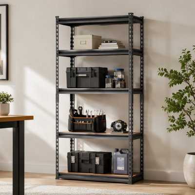 Storage Shelving Unit, 5-Tier Adjustable, 2000 lbs Capacity, Heavy Duty Garage Shelves Metal Organizer Utility Rack, Black, 30" L x 12" W x 60" H for Kitchen Pantry Basement Bathroom Laundry