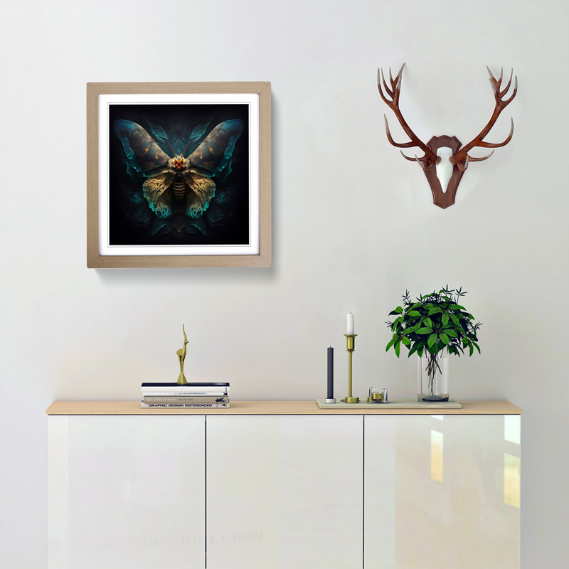 Moth Expressionism - Framed Print, Oak