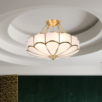 18.5" Gold Modern Flower Chandelier With Acrylic Shades, 4-light E26, Dimmable Pendant Light For Bedroom, Study, Or Small Living Room