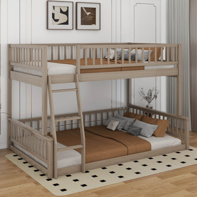 Full XL Over Queen Bunk Bed With Guardrails