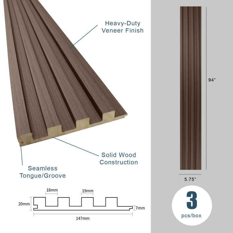 Panneau mural en bois 94,9 po L x 5,75 po, panneau mural 3D pour décoration murale intérieure, Bois flottant