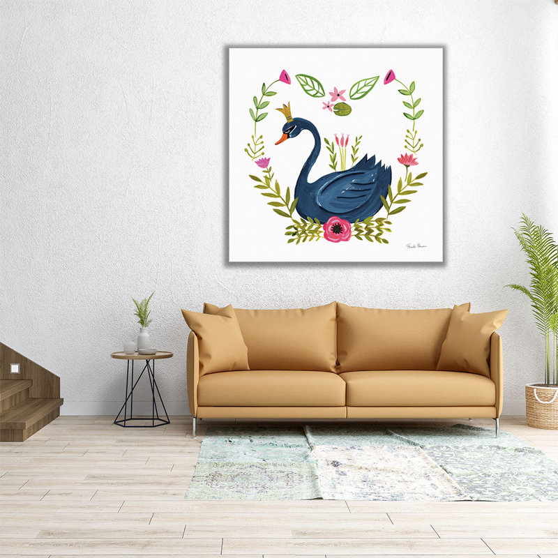 «Swan Love II», reproduction d'art sur toile, H 20 po x l 20 po