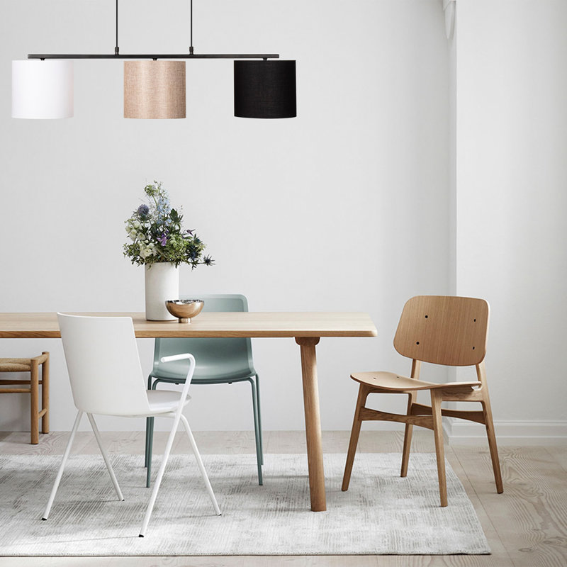 Bartels 3 - Light Black Kitchen Island Pendant, Black/Cream/ White
