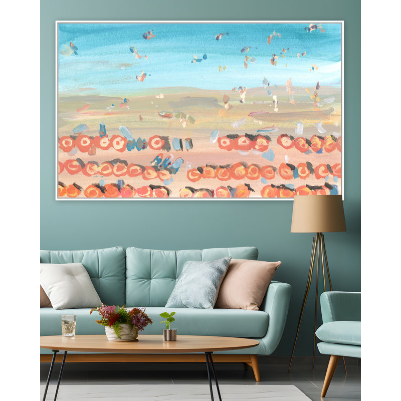 "Amalfi Abstract 5" par Katie Ré Scheidt, H 33,25 po x l 53,25 po, Cadre flottant blanc