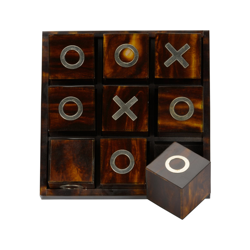 Chelsea House 2 Player Tic Tac Toe, 3" H x 8.25" W x 8.25" D, Brown