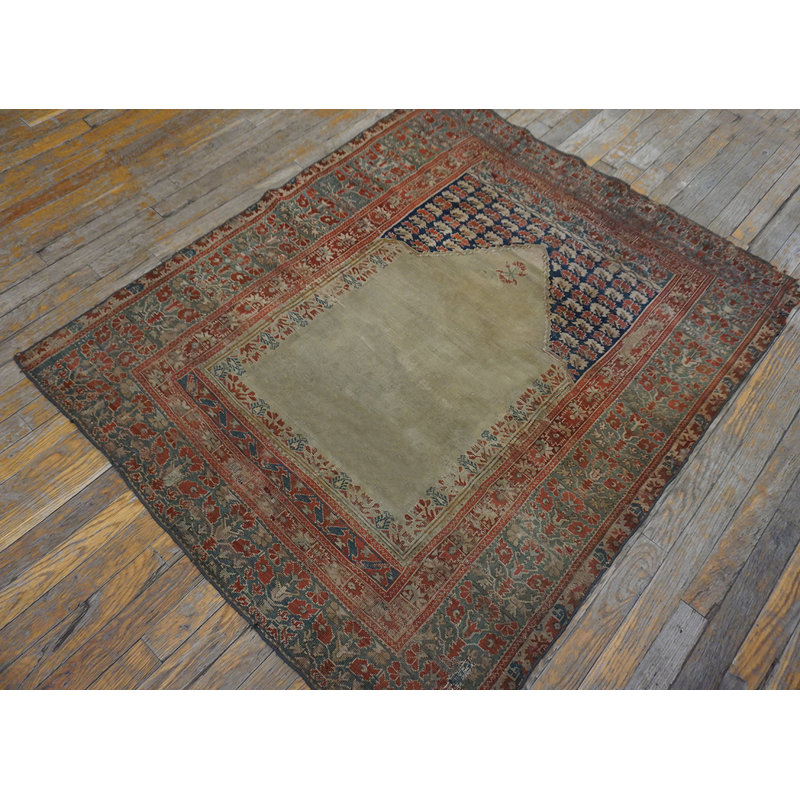 Tribal Small Scatter Size Antique Mid 18th Century Turkish Ghiordes Islamic Mehrab Prayer Rug