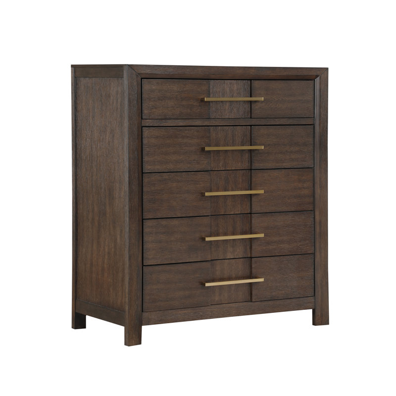 Modern Style 5-Drawer Chest Made with, Walnut