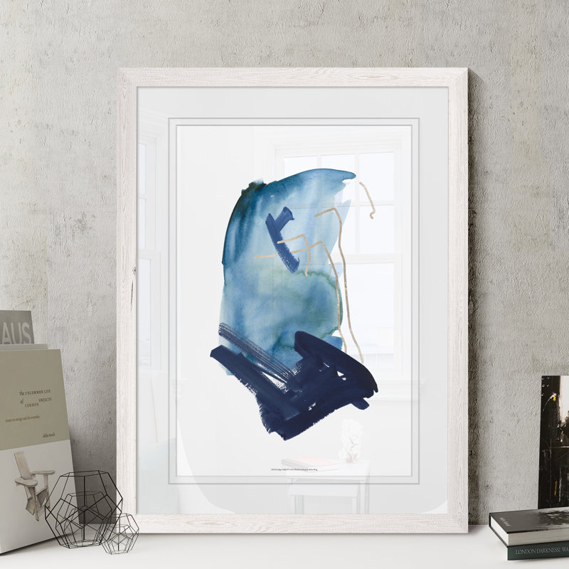 «Indigo Collide IV» par Paul Cezanne - reproduction d'art encadrée, H 30 po x l 22 po x P 2 po, Impression encadrée, blanc