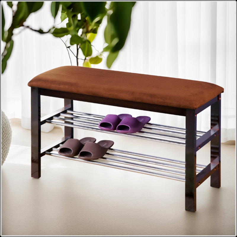 Fabric Dining Bench With Nailhead Trim, Tan, Tan