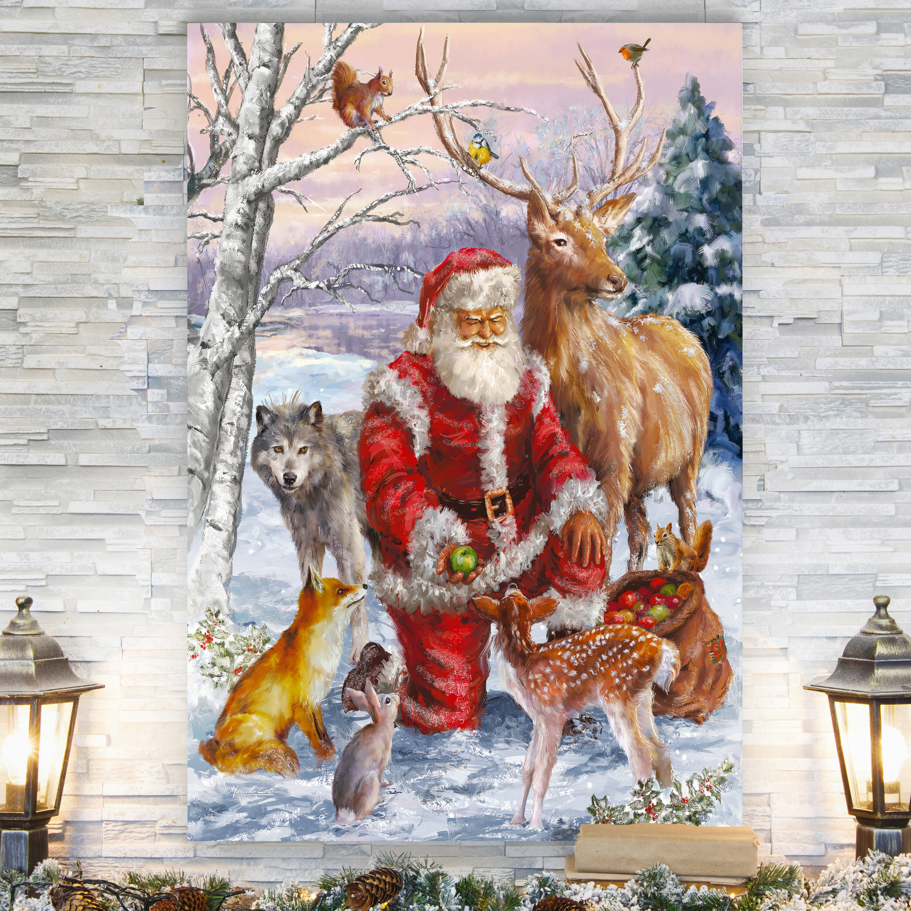 Holiday - Christmas Reindeer by Susan Pepe - Wrapped Canvas Painting Print The Holiday Aisle Size: 40 H x 30 W x 1.5 D