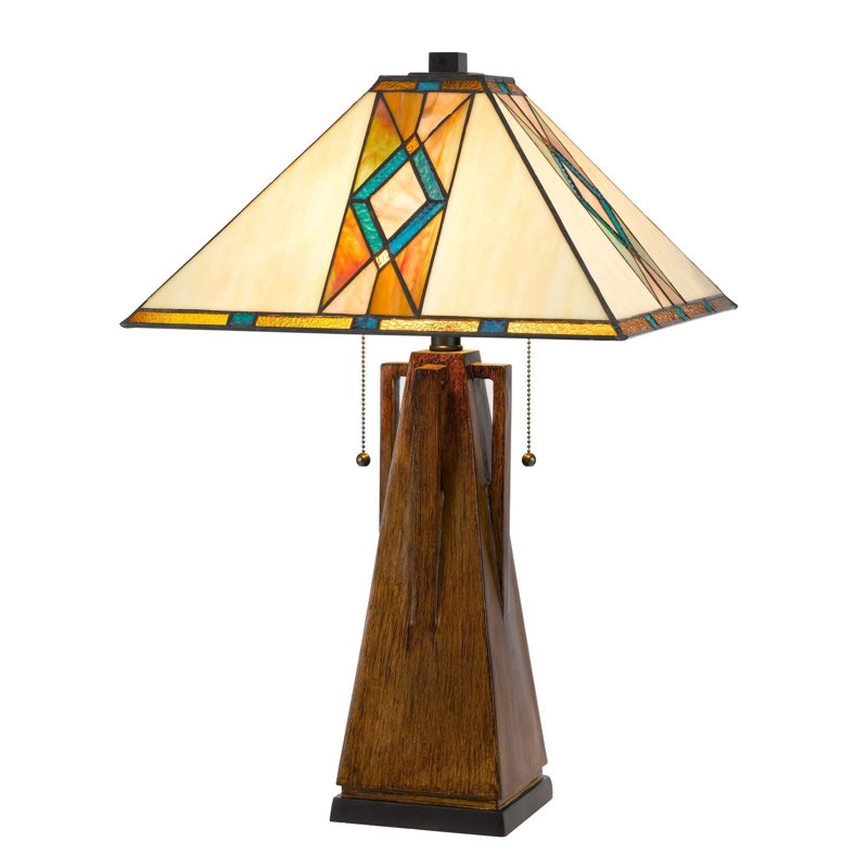 Lampe en bois 25 po de hauteur avec abat-jour carré Ledoux