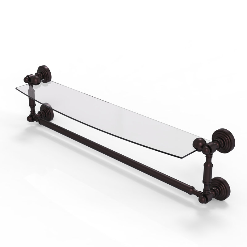 Beresford Bracket Shelf with Towel Bar, 5" H x 25.7" W x 6.1" D, Antique Bronze