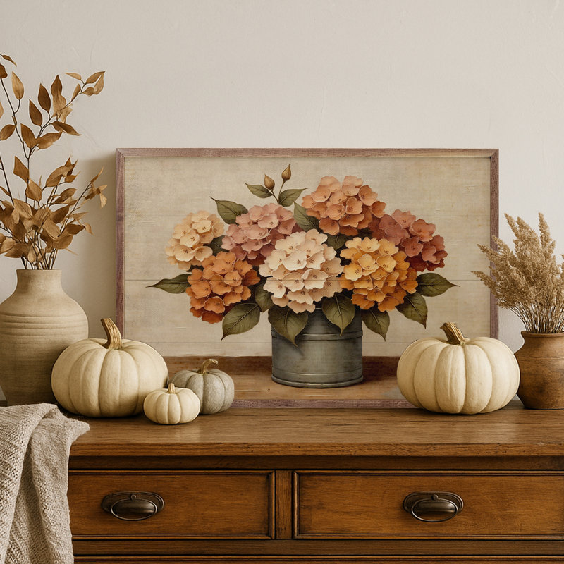 Bouquet d'hortensias d'automne, H 24 po x l 36 po