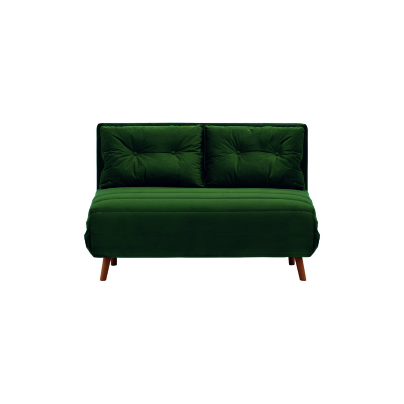 Donald 2 Seater Sofa Bed,  78cm H X 120cm W X 90cm D, Dark Green, Aveo