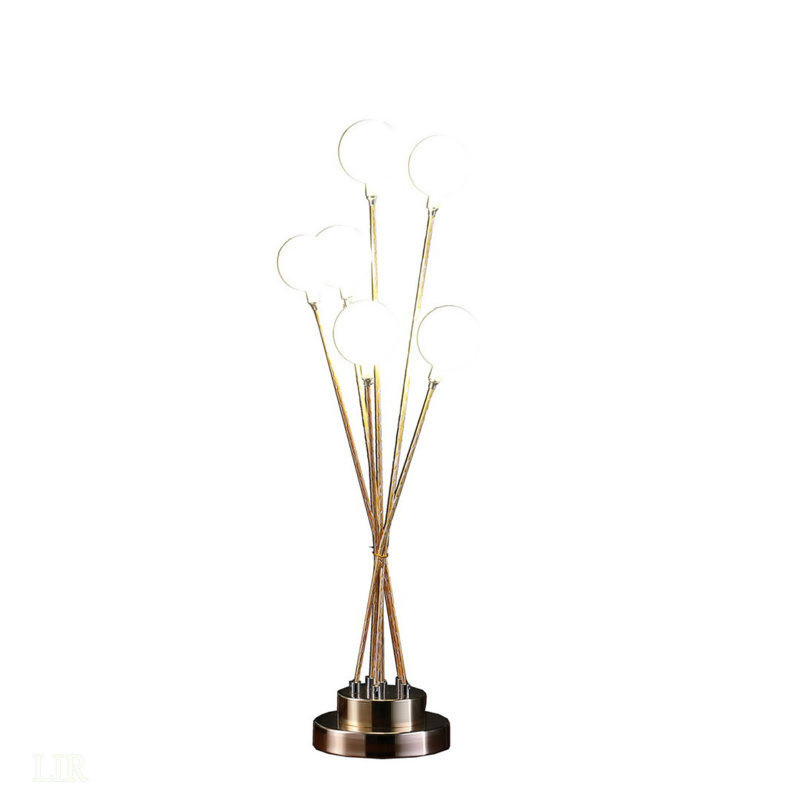 Lampe de table sphérique en aluminium 27,5 po à 6 lumières DEL 27,5 po Aluminun en acrylique, tension d'entrée: 110-120V. Le cordon noir mesure L 65,5 po, lampe de table