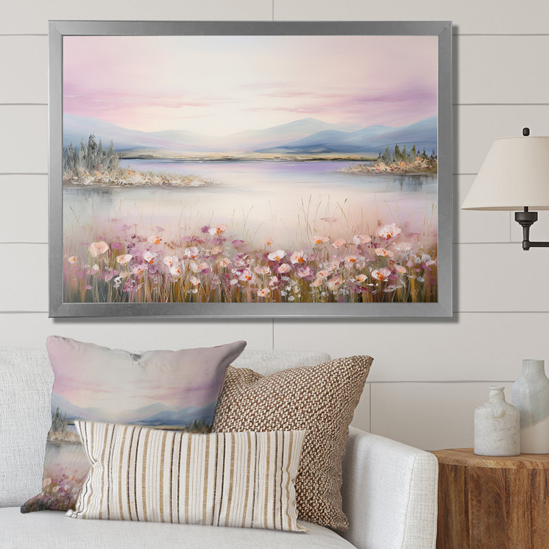 «Meadow Smog Charm», reproduction sur toile, Cadre simple argenté, H 30 po x l 40 po x P 1,5 po