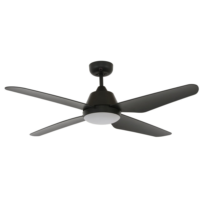 Aria 52" Ceiling Fan with Light and Remote, Modern Black LED Ceiling Fan with Lights, Damp Rated, Indoor/Outdoor Ceiling Fan