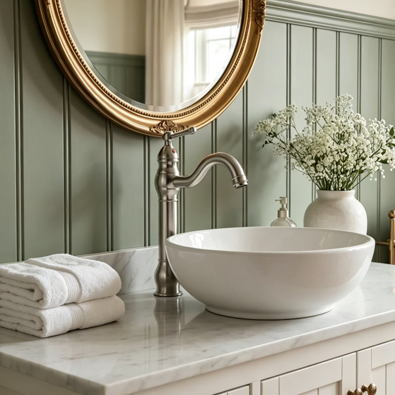 Robinet de lavabo, robinet de salle de bain à poignée unique avec bec à col de cygne pivotant à 360°, Nickel brossé