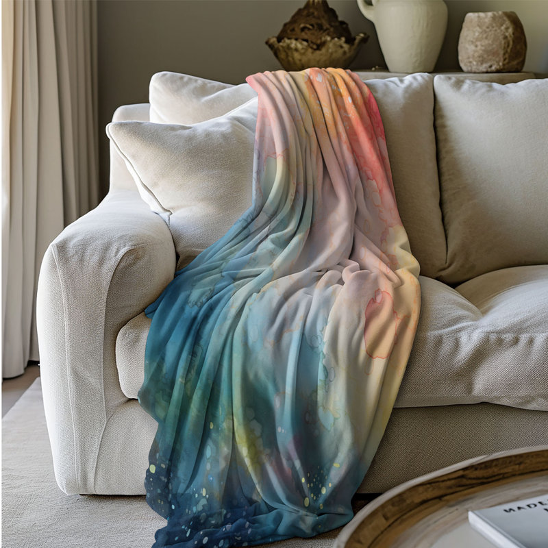 Ciel en fractales - couverture sherpa de qualité supérieure 0179, L 60 po x L 80 po