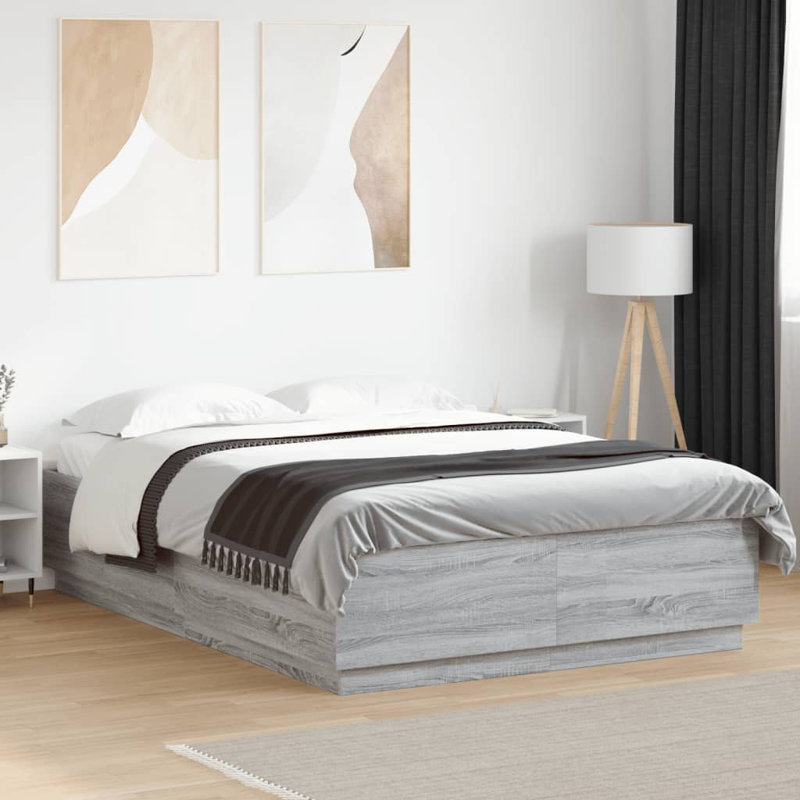 Noar Bed, King ( 150 x 200 cm), Light Gray