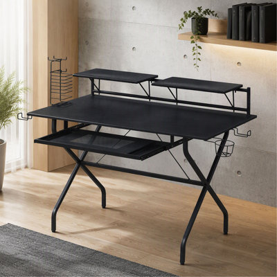 Bureau d'ordinateur rectangulaire avec plateau pour clavier,