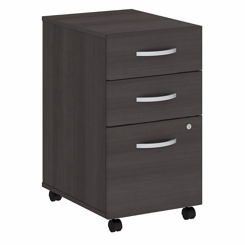 Hybrid 72W X 30D Computer Table Desk With Storage And Mobile File Cabinet, Storm Gray