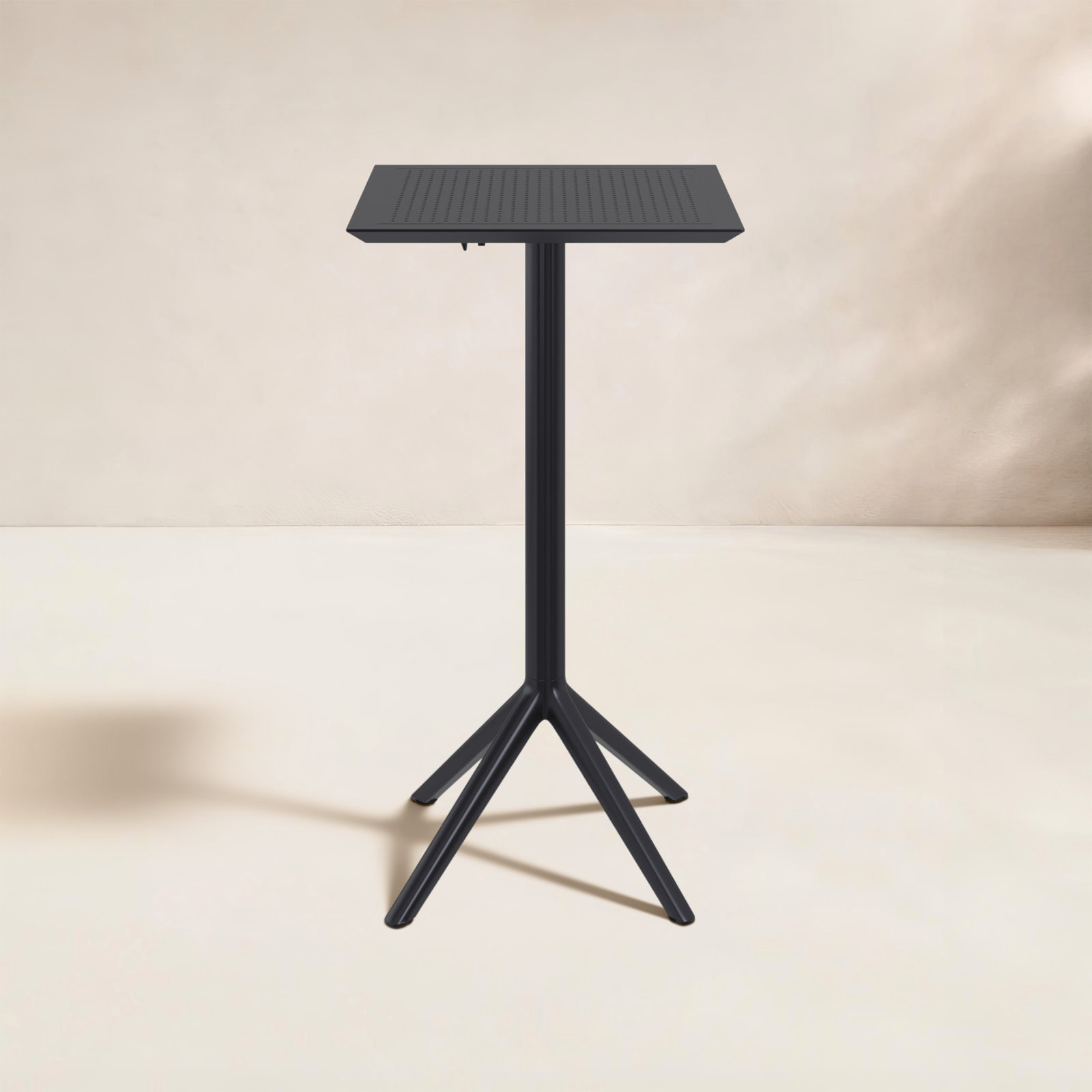 Farrah 23.6" W Square Foldable Resin Outdoor Bar Table, Black